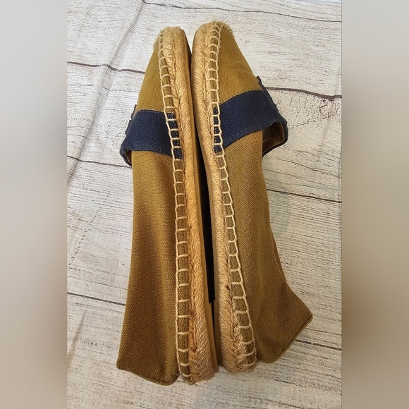 Tory Burch Size 8.5 Weston Espadrille Slip On Olive Green & Navy Blue Canvas Sho - Picture 9 of 11